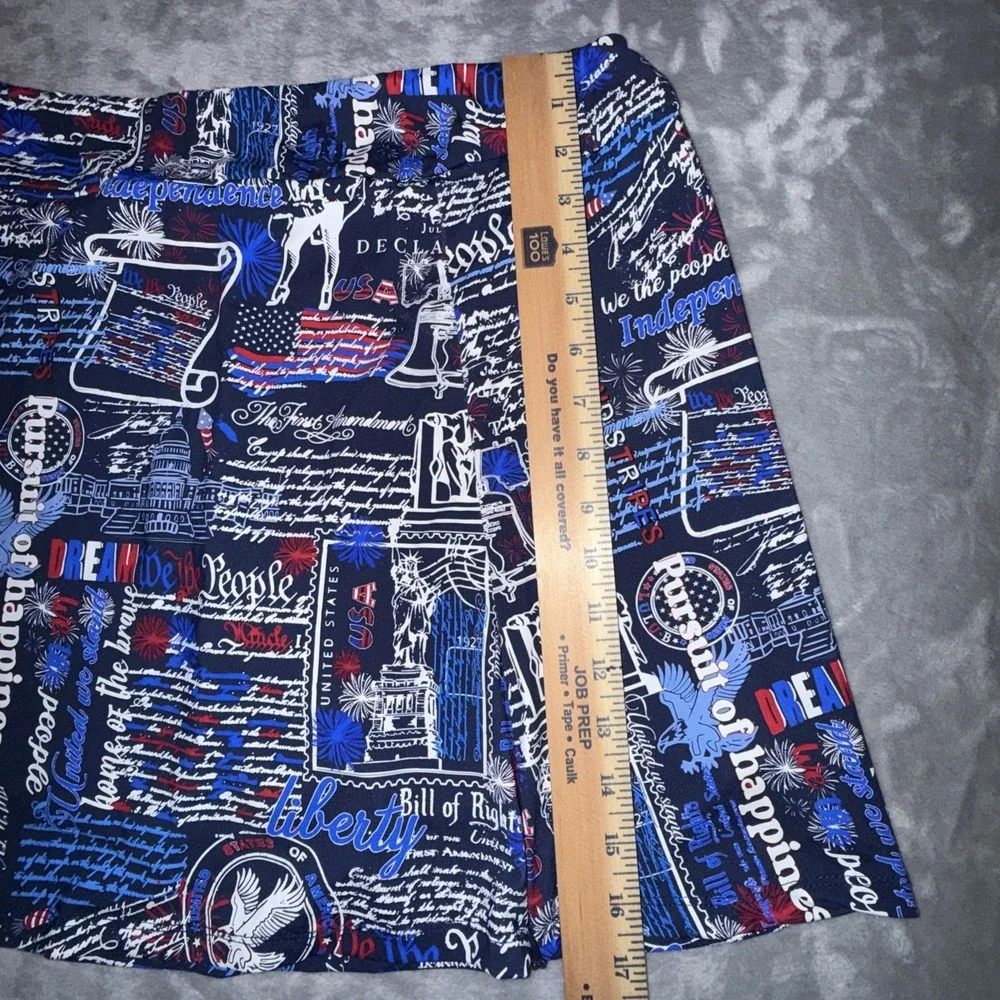 LULU B UPF 50+ Zip Skort Women's L Script Americana Constitution and Liberty